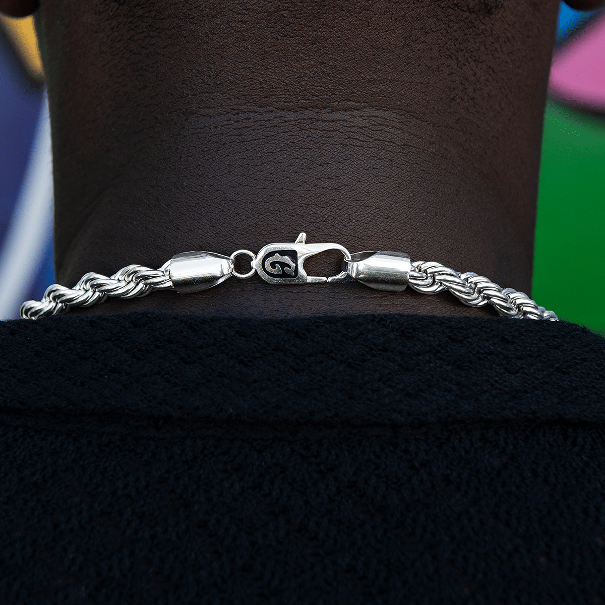 GLD Men Rope Chain in White Gold - 8 mm