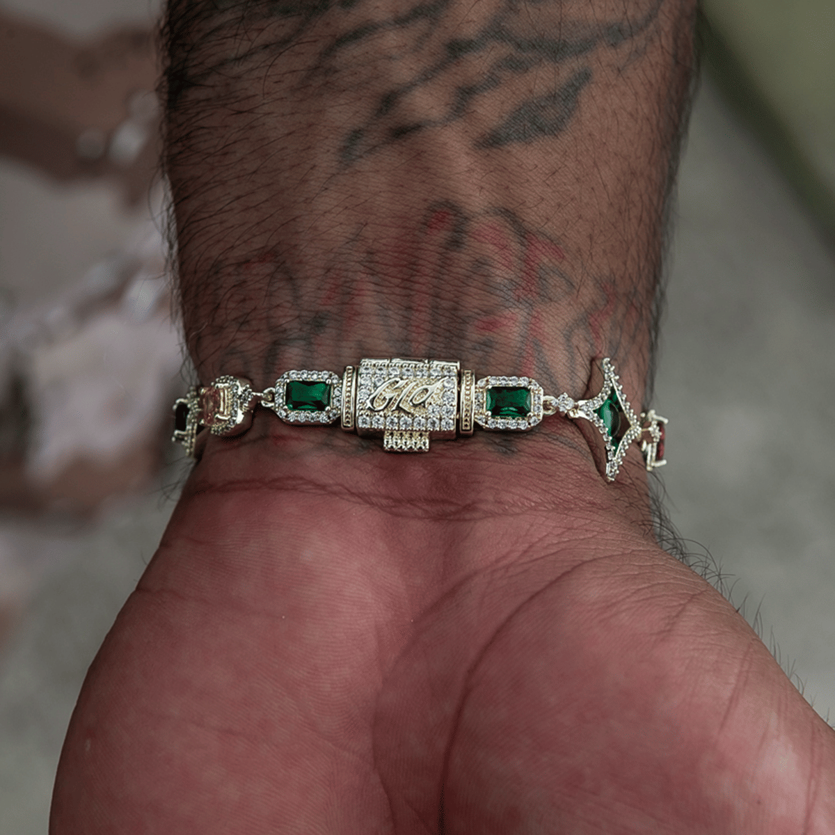 GLD Men Colored Gemstone Chain Bracelet