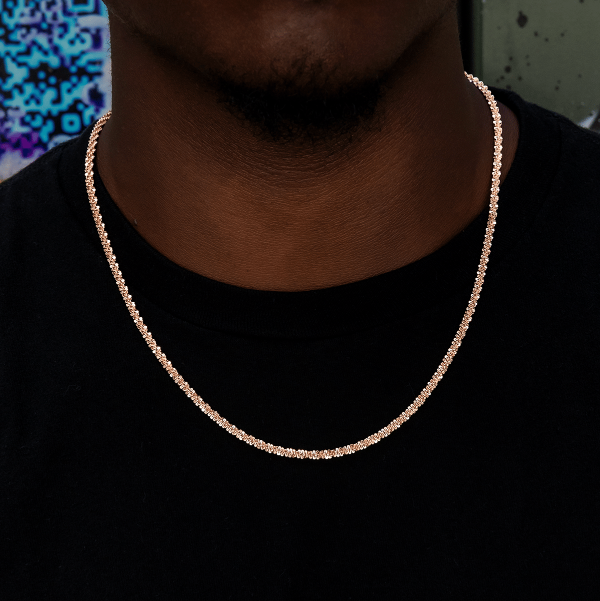 GLD Men Popcorn Chain in Rose Gold - 4 mm