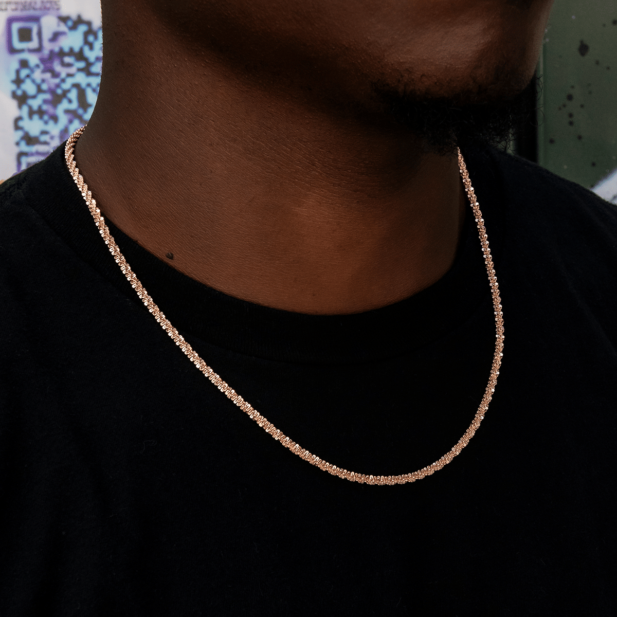 GLD Men Popcorn Chain in Rose Gold - 4 mm