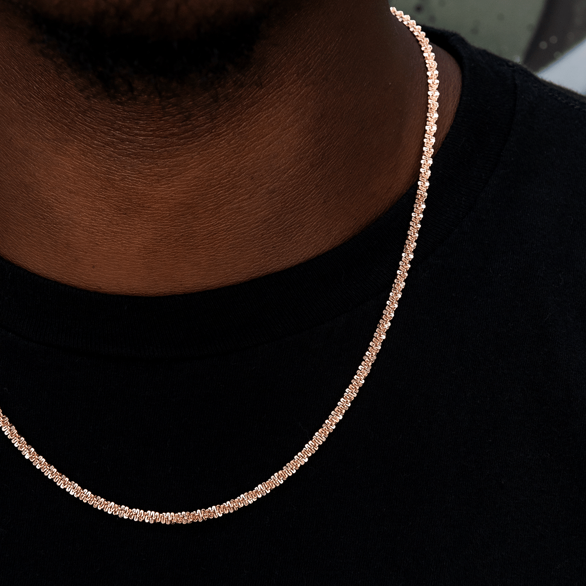 GLD Men Popcorn Chain in Rose Gold - 4 mm