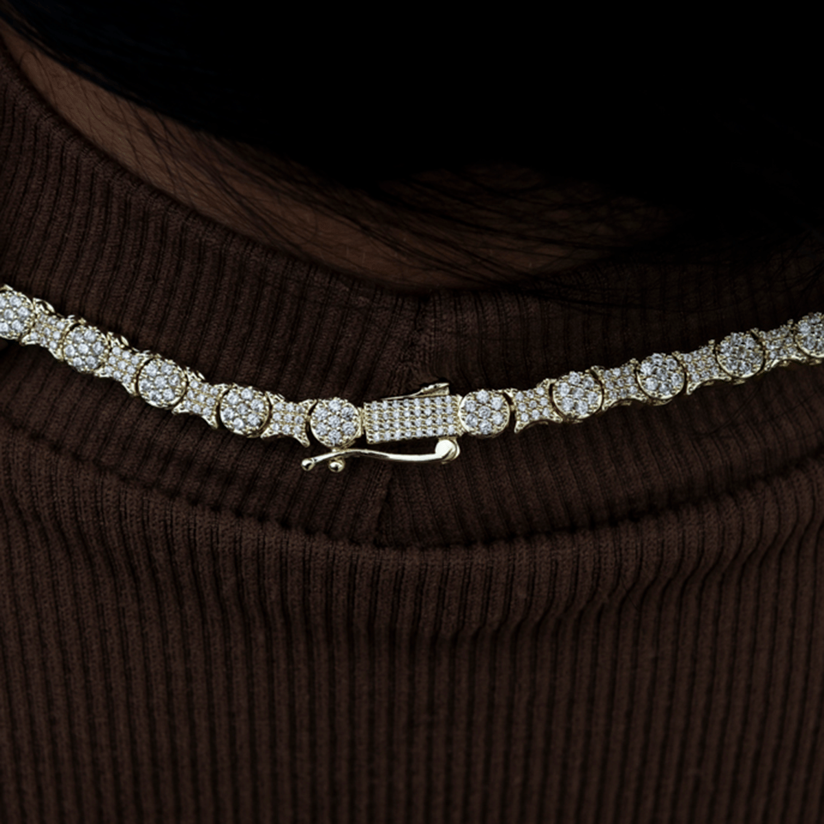 GLD Women Round Pave Star Link Necklace - 6 mm