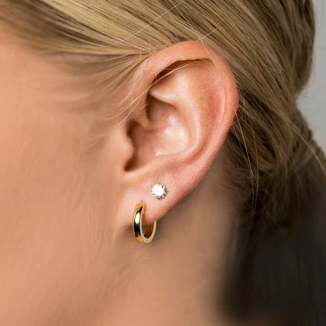 GLD Women Polished Round Hoop Earrings in Yellow Gold