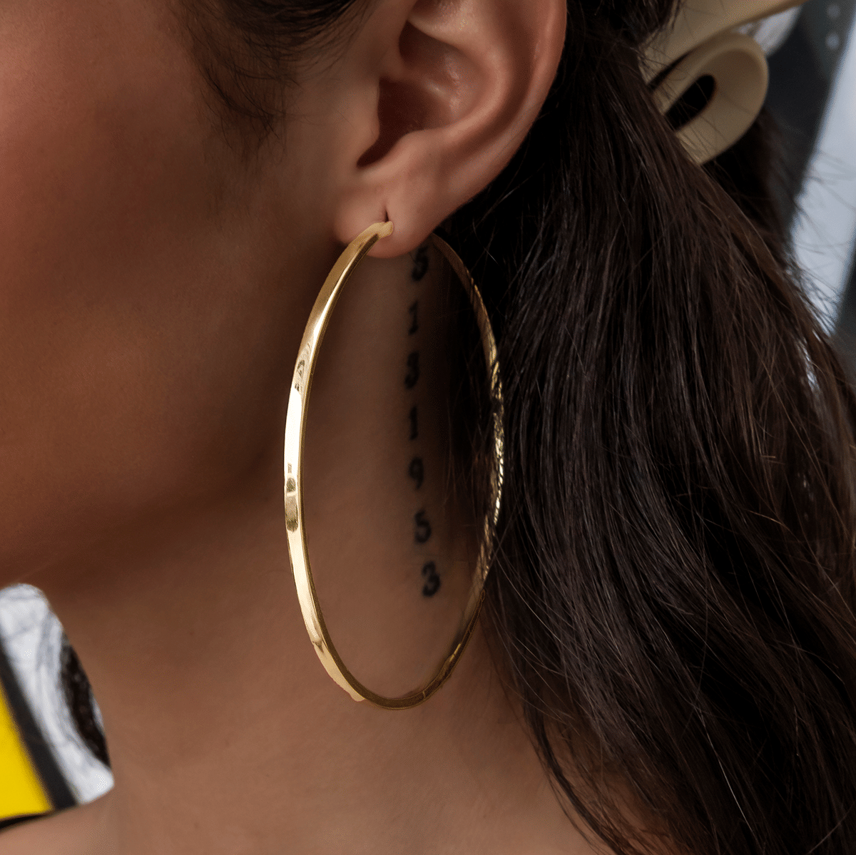 GLD Women Polished Round Hoop Earrings in Yellow Gold