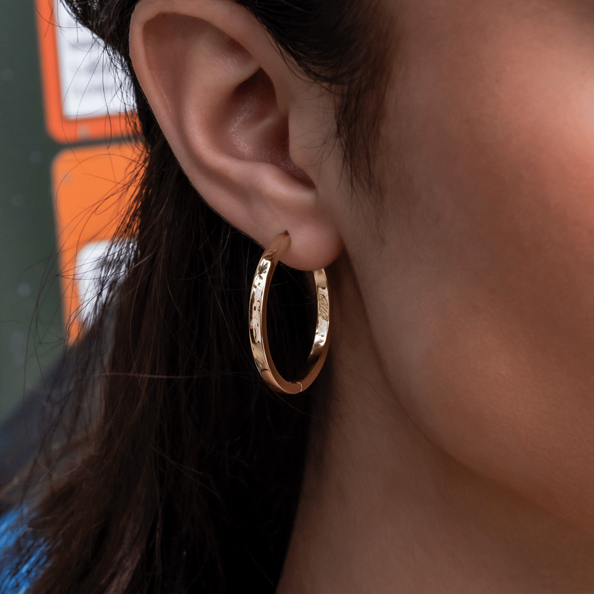 GLD Women Polished Round Hoop Earrings in Yellow Gold