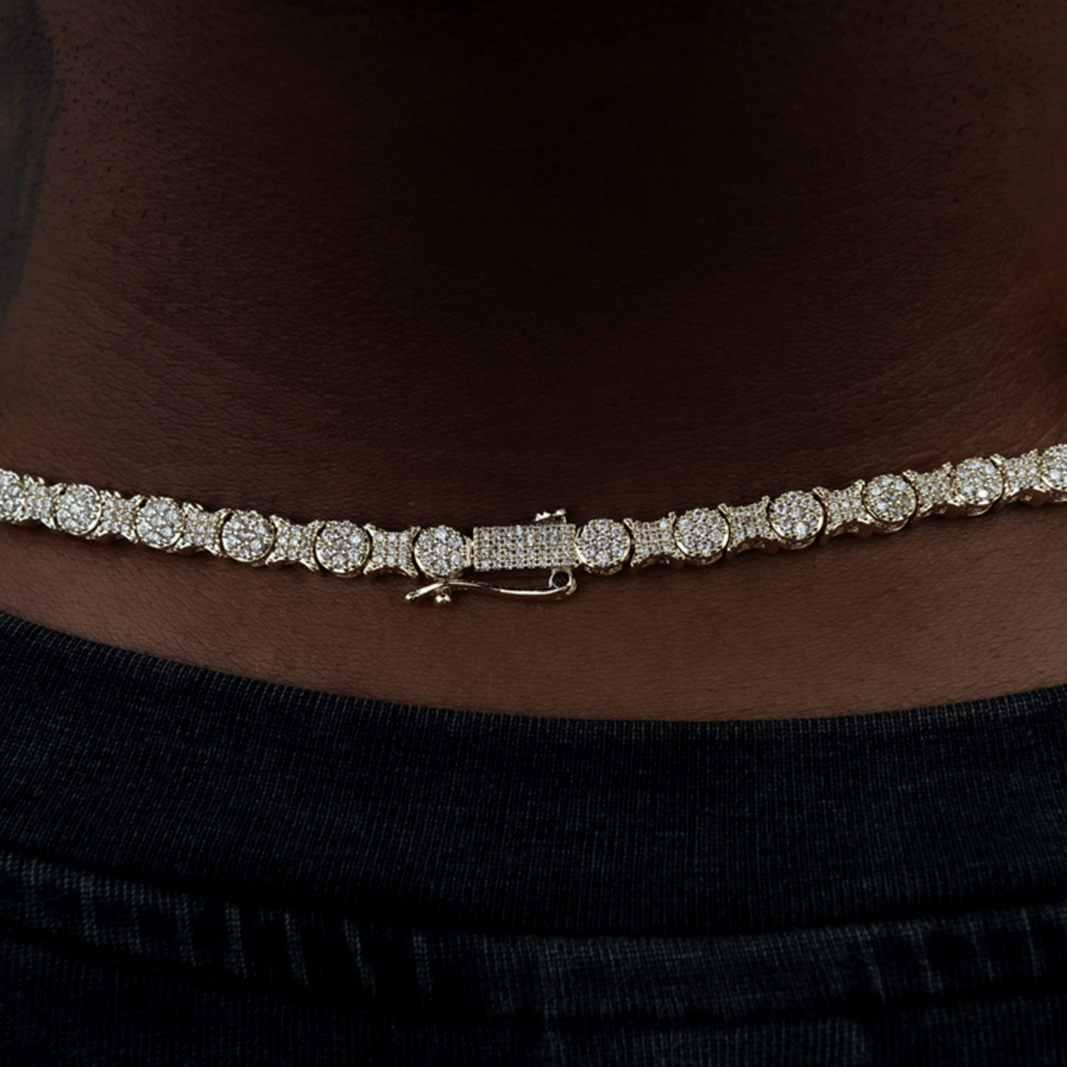 GLD Men Round Pave Star Link Chain - 6 mm