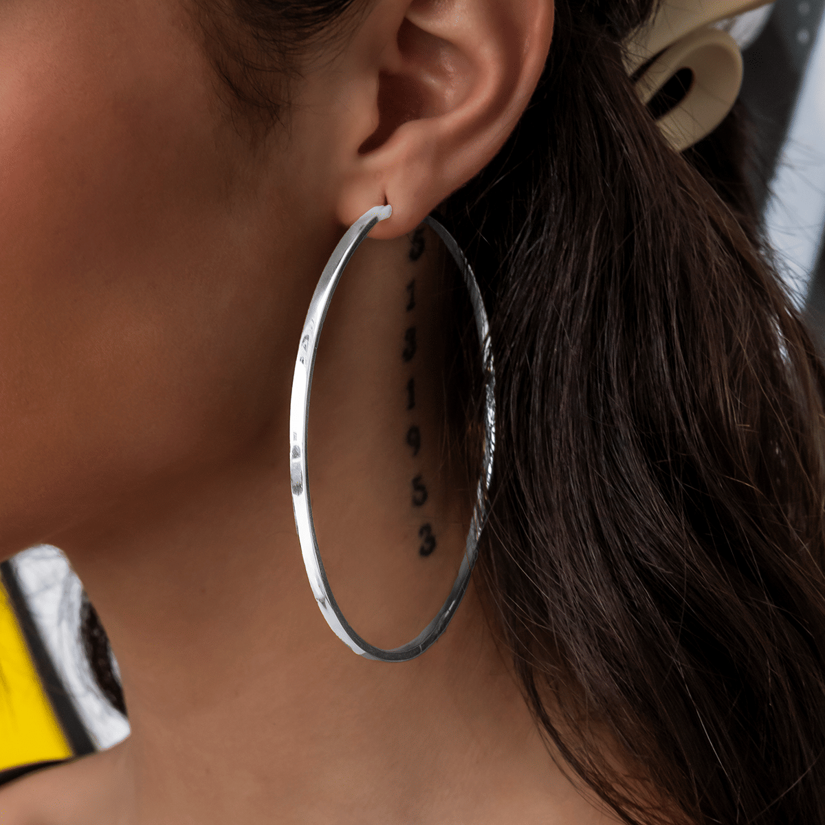 GLD Women Polished Round Hoop Earrings in White Gold