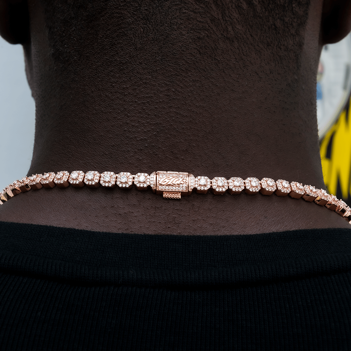 GLD Men Micro Clustered Tennis Chain in Rose Gold - 6 mm