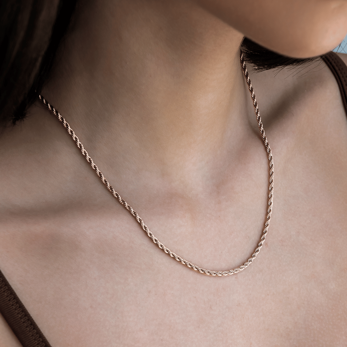 GLD Women Rope Necklace in Rose Gold - 2 mm