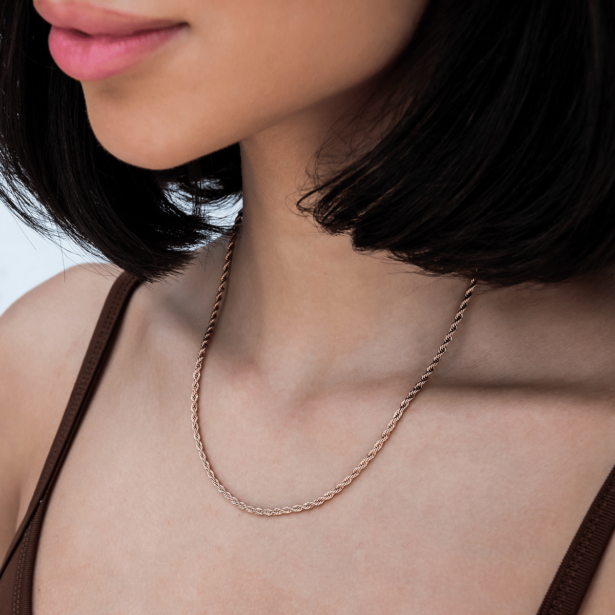 GLD Women Rope Necklace in Rose Gold - 2 mm