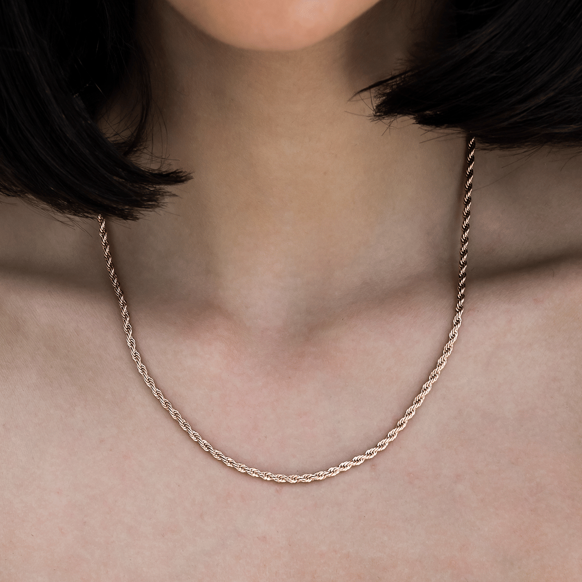 GLD Women Rope Necklace in Rose Gold - 2 mm
