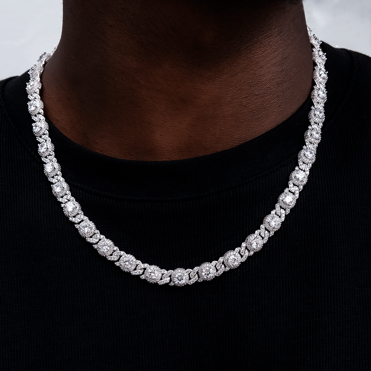 GLD Men Iced Diamond Station Cuban Chain