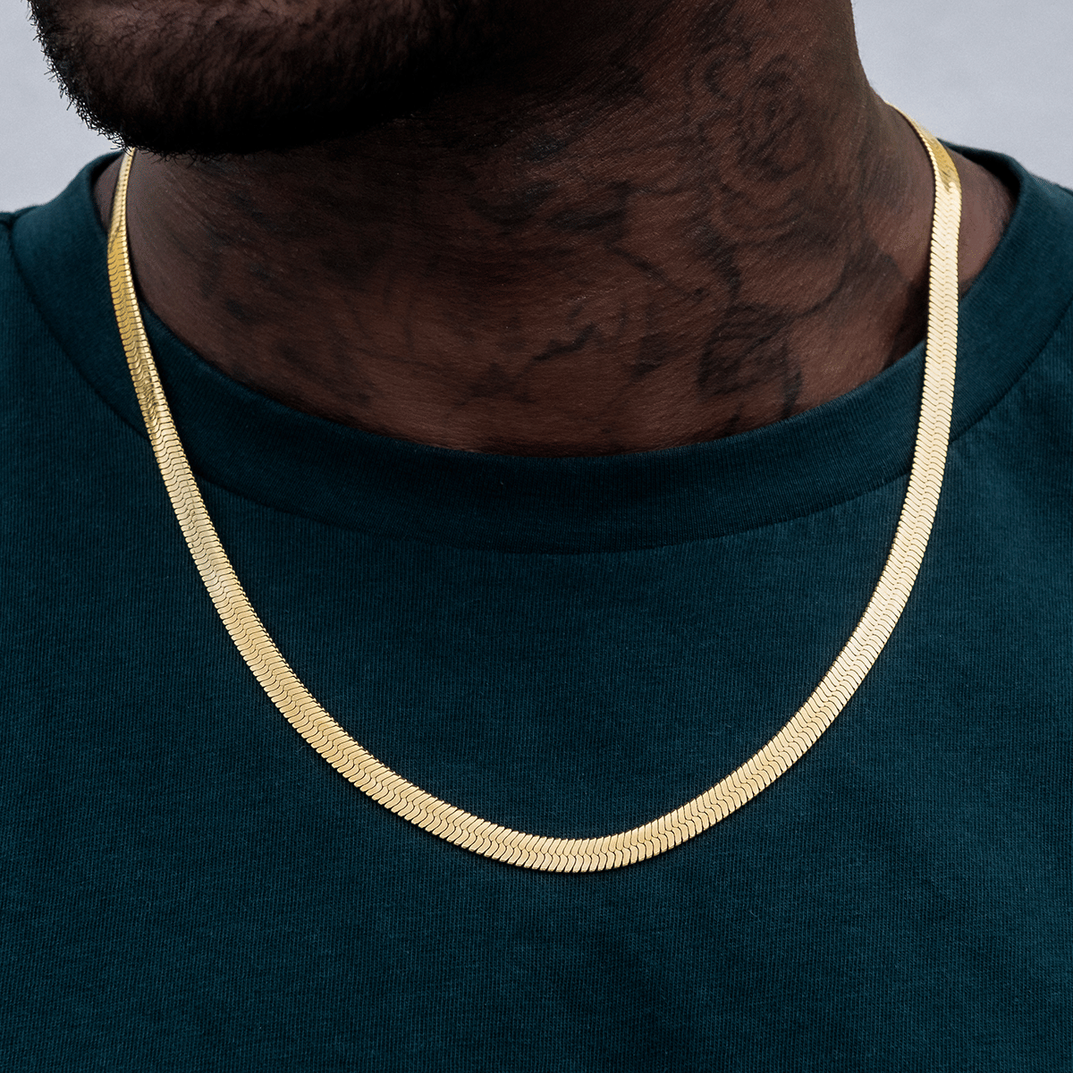 GLD Men Herringbone Chain in Yellow Gold - 6 mm