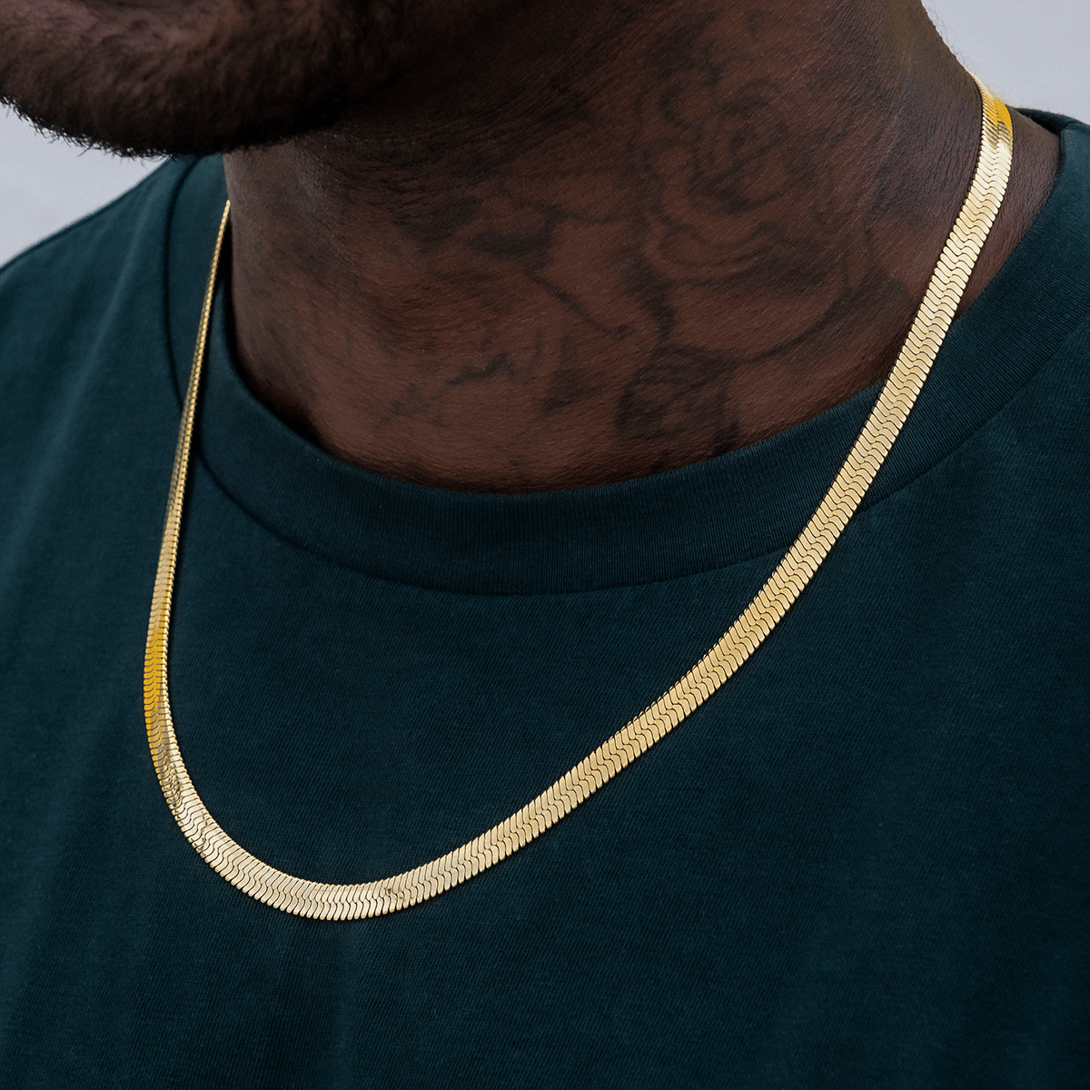 GLD Men Herringbone Chain in Yellow Gold - 6 mm