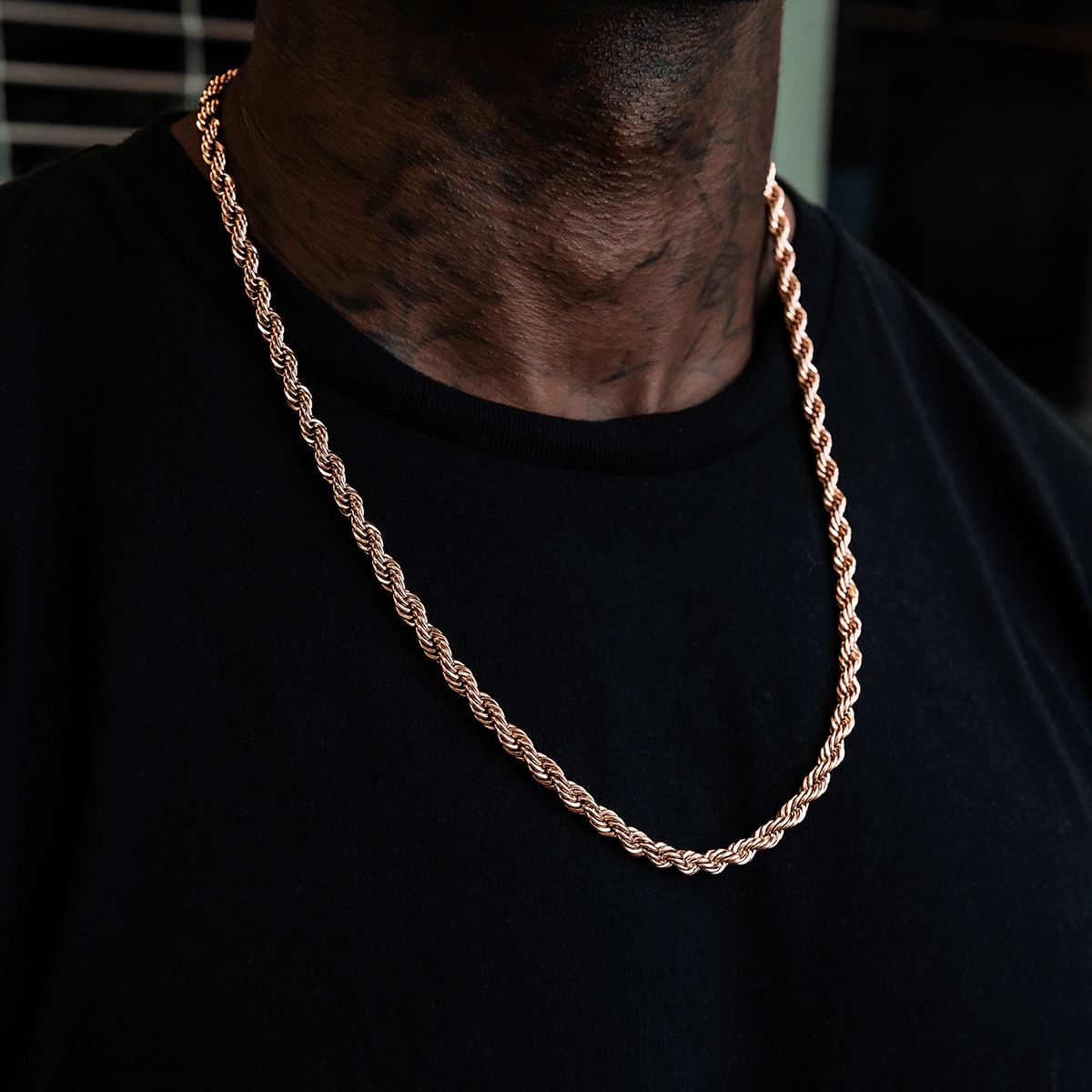 GLD Men Rope Chain in Rose Gold - 6 mm