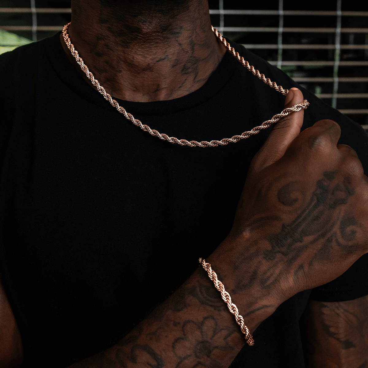 GLD Men Rope Chain in Rose Gold - 6 mm