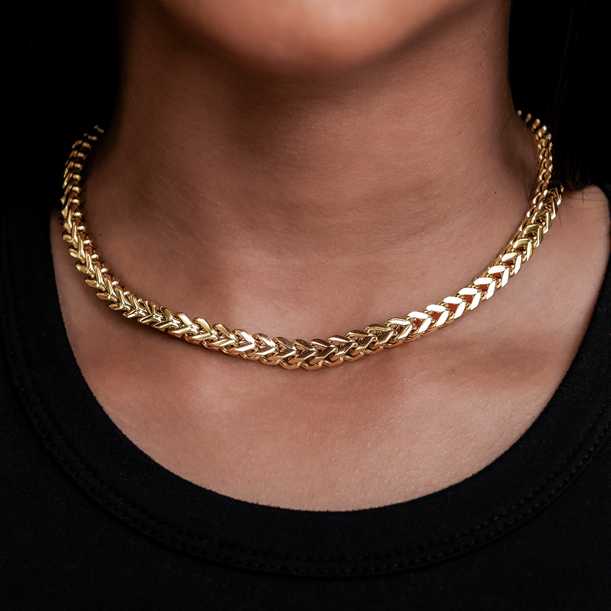 GLD Women Franco Necklace in Yellow Gold - 6 mm