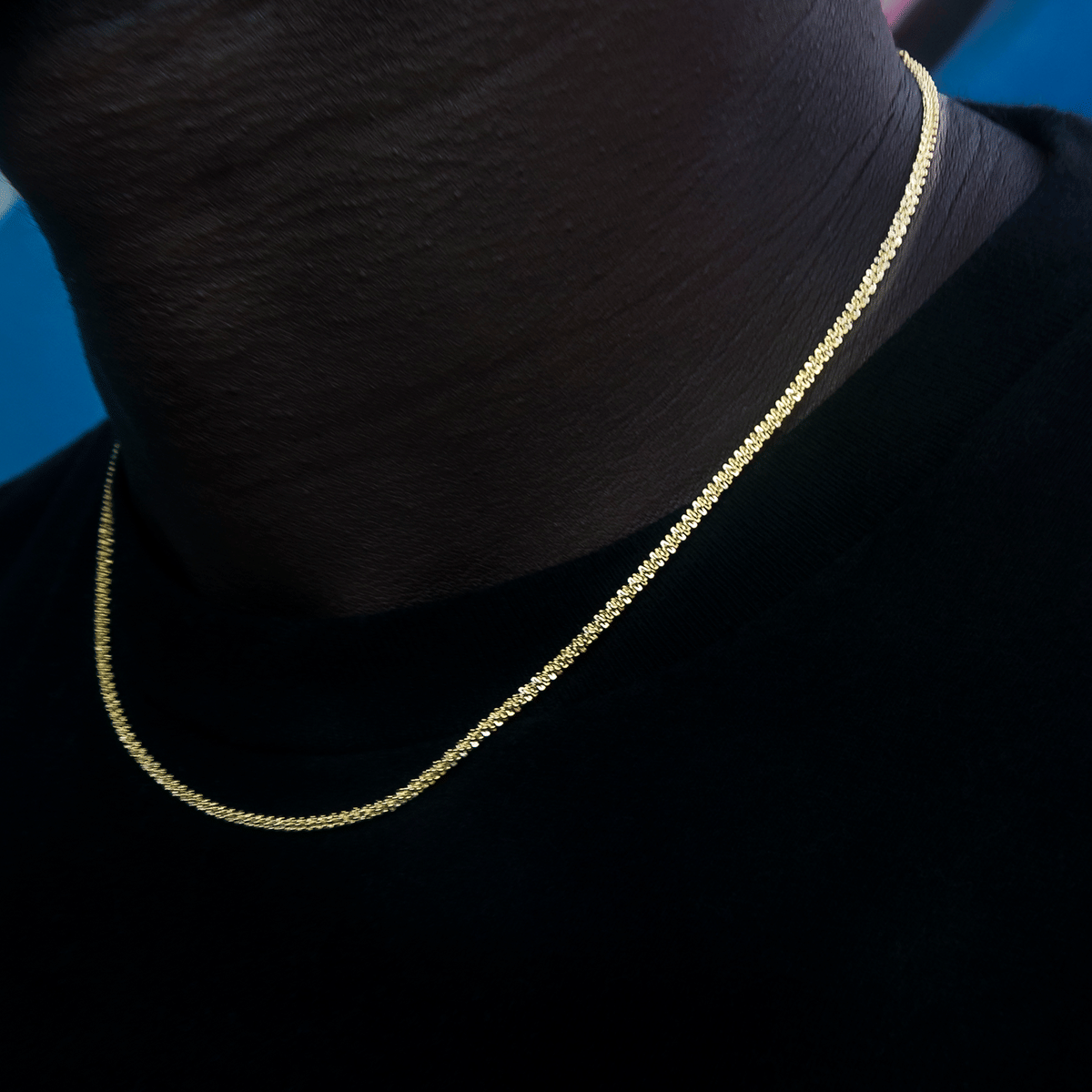 GLD Men Popcorn Chain in Yellow Gold - 2 mm