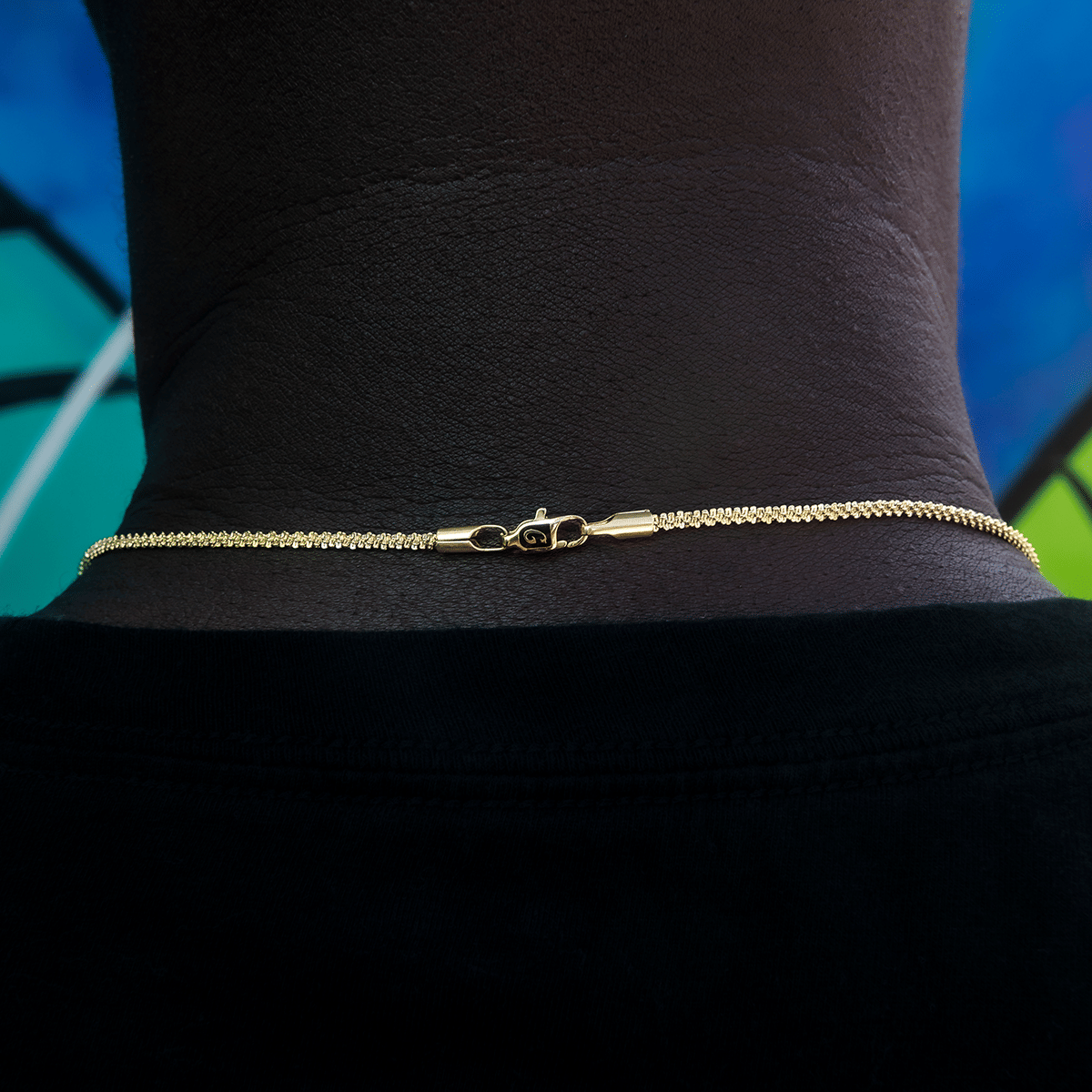 GLD Men Popcorn Chain in Yellow Gold - 2 mm