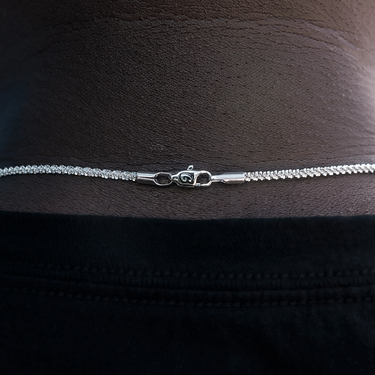 GLD Men Popcorn Chain in White Gold - 2 mm