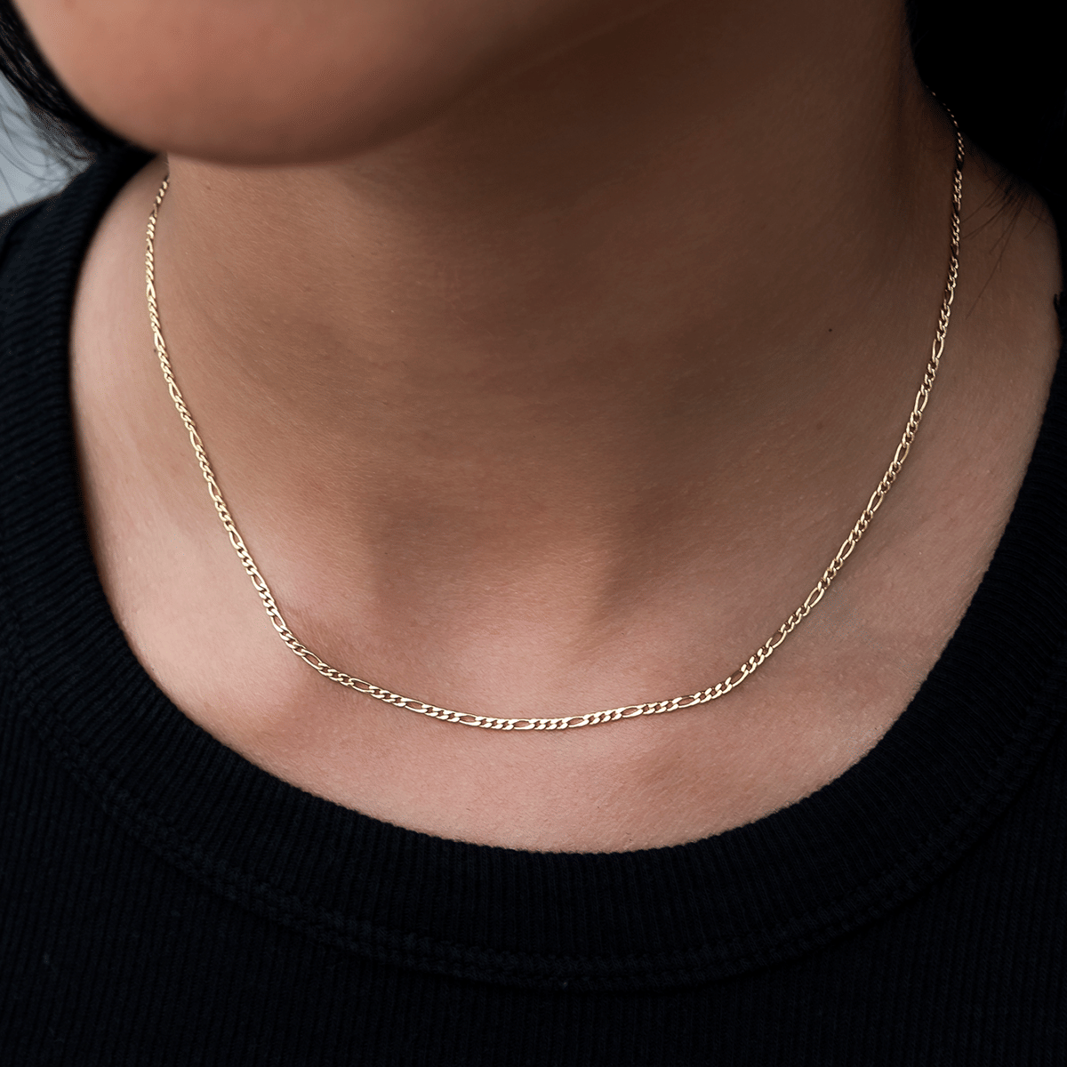 GLD Women Figaro Necklace in Yellow Gold - 2 mm