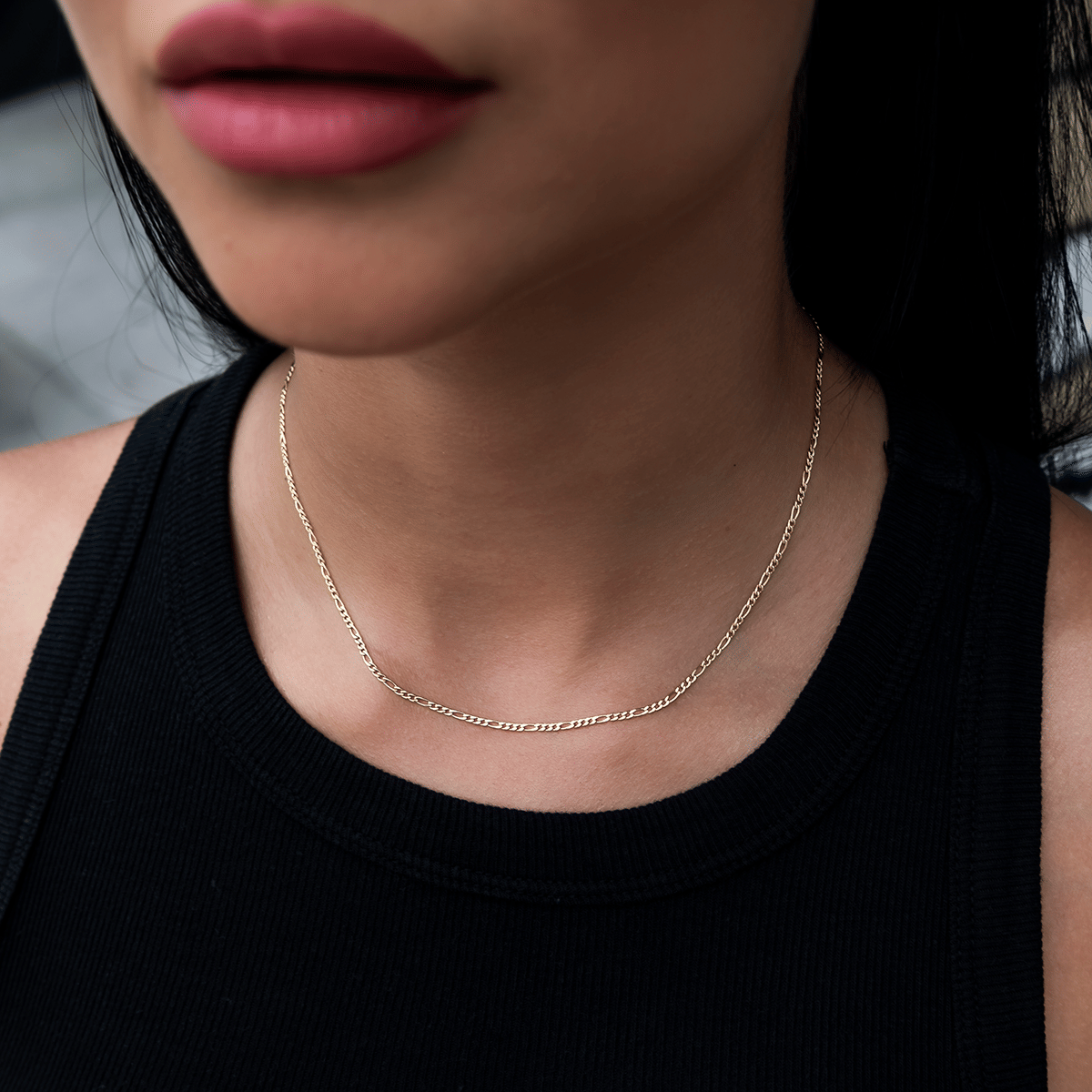 GLD Women Figaro Necklace in Yellow Gold - 2 mm