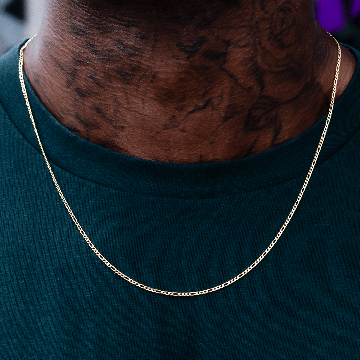GLD Men Figaro Chain in Yellow Gold - 2 mm