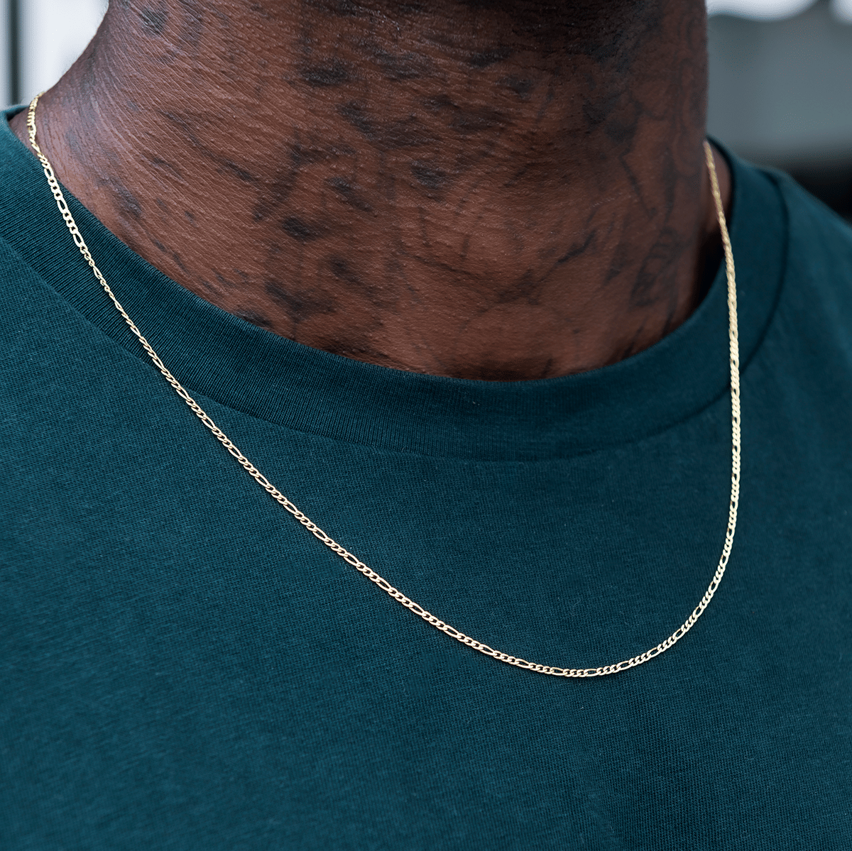GLD Men Figaro Chain in Yellow Gold - 2 mm