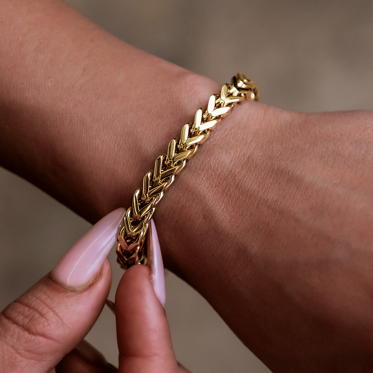 GLD Women Franco Bracelet in Yellow Gold - 6 mm