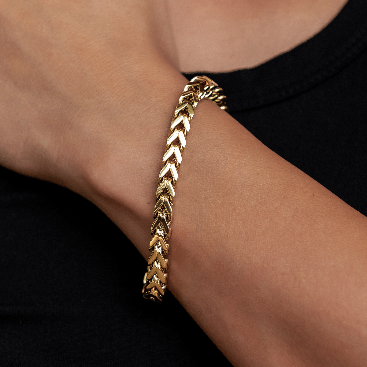 GLD Women Franco Bracelet in Yellow Gold - 6 mm