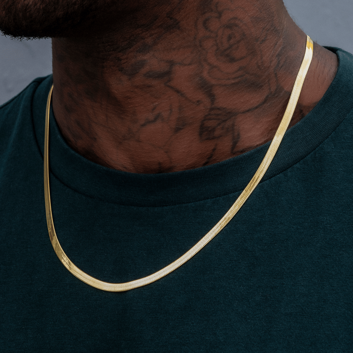GLD Men Herringbone Chain in Yellow Gold - 4 mm