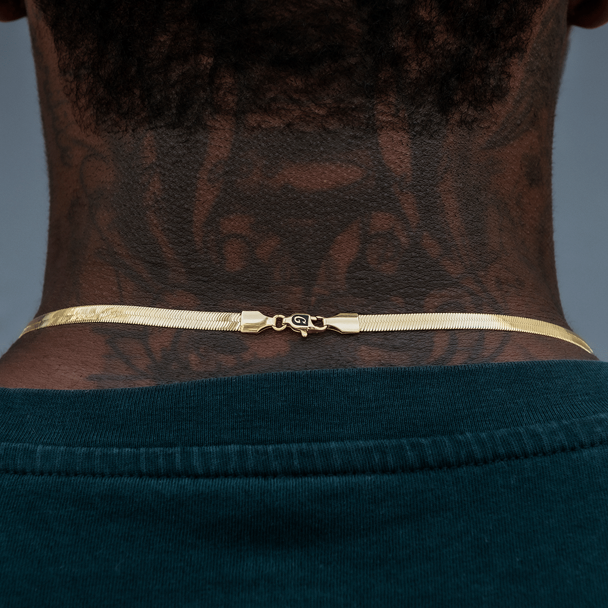 GLD Men Herringbone Chain in Yellow Gold - 4 mm