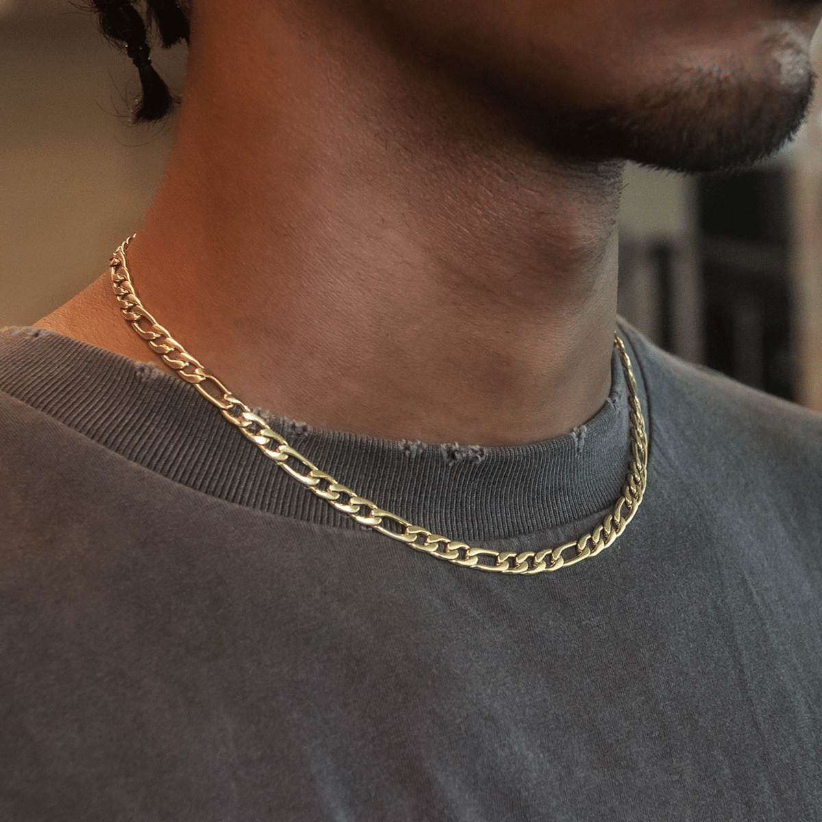 GLD PROMO Figaro Chain in Yellow Gold - 6 mm