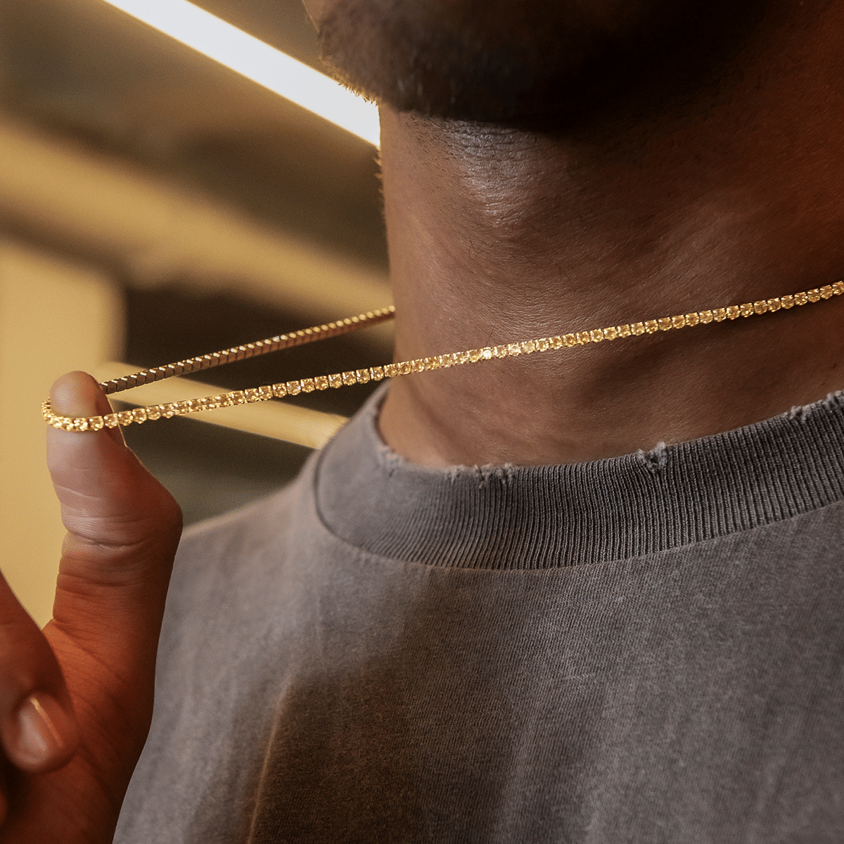 GLD PROMO Canary Micro Tennis Chain in Yellow Gold