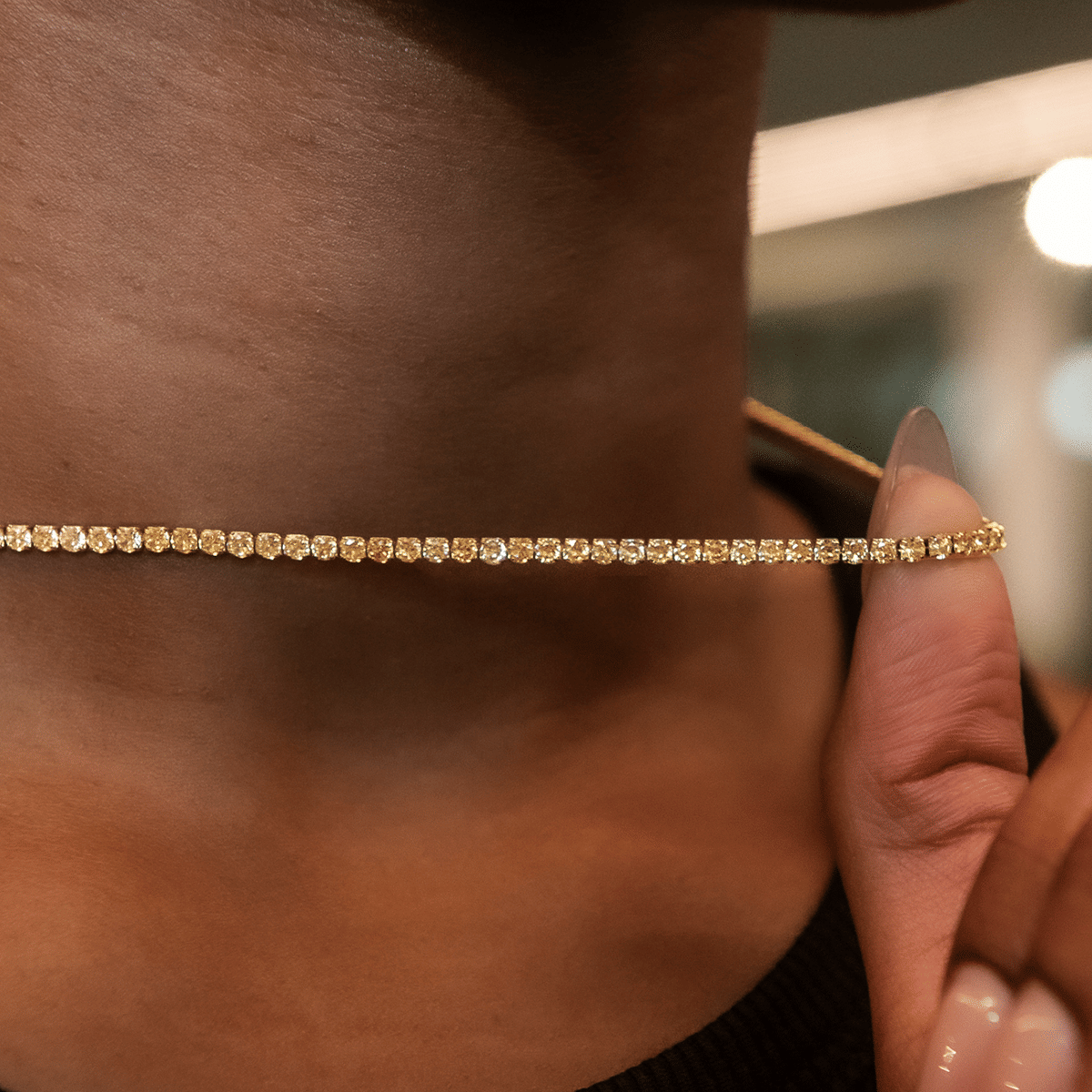 GLD PROMO - WOMEN Canary Micro Tennis Necklace in Yellow Gold