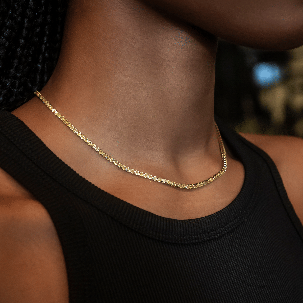 GLD PROMO - WOMEN Canary Micro Tennis Necklace in Yellow Gold