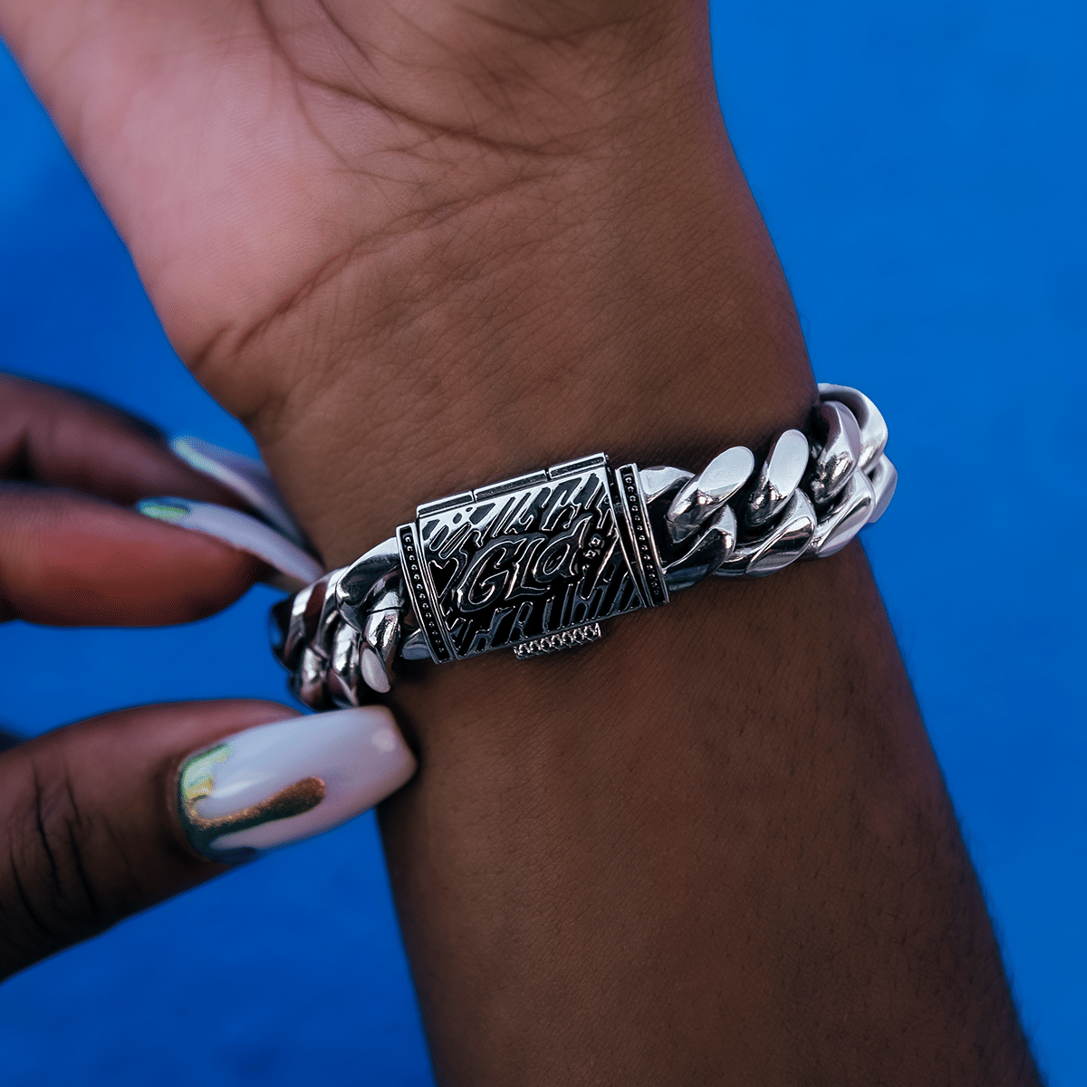 GLD PROMO - WOMEN Signature Cuban Link Bracelet in White Gold - 12 mm