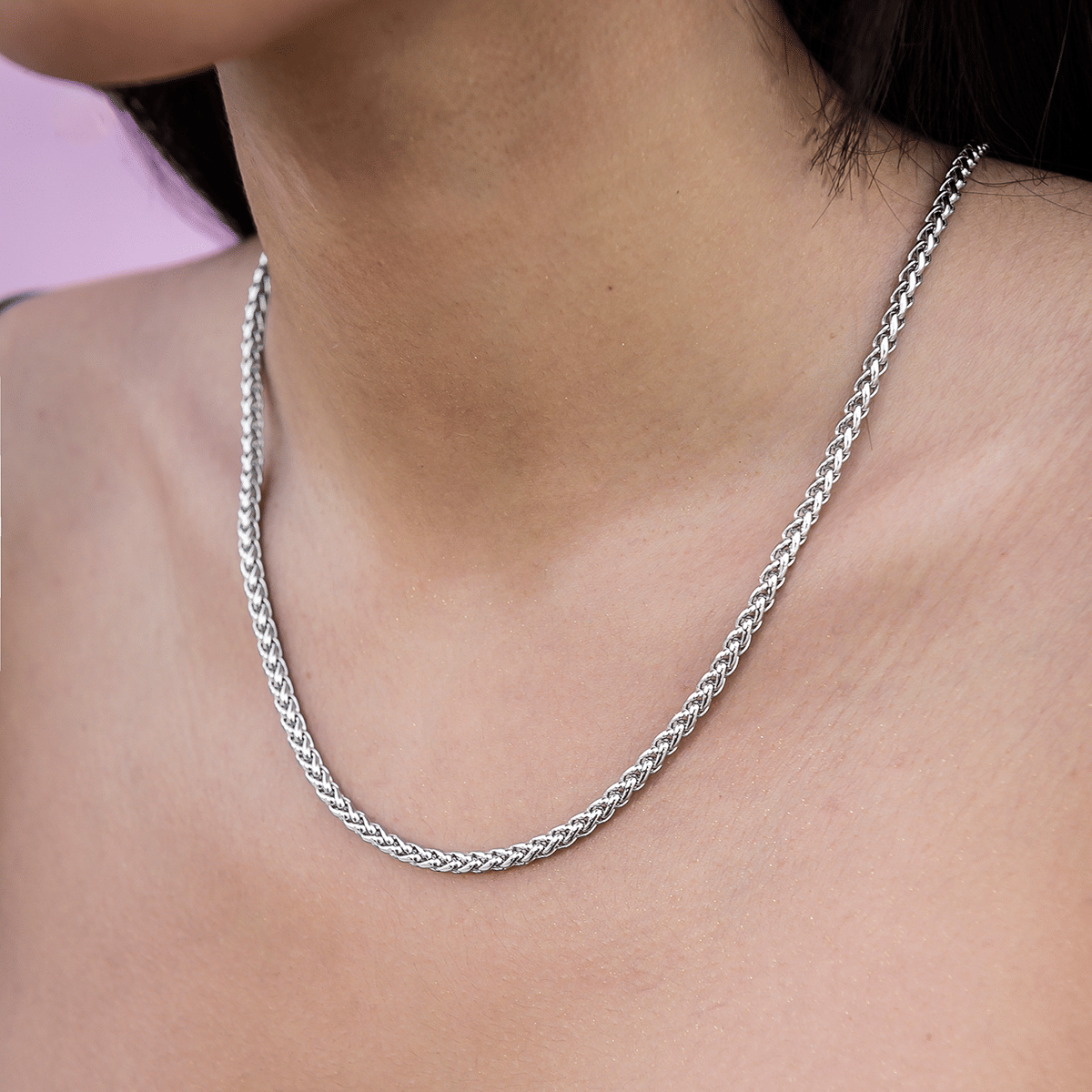 GLD PROMO - WOMEN Palm Chain in White Gold - 4 mm
