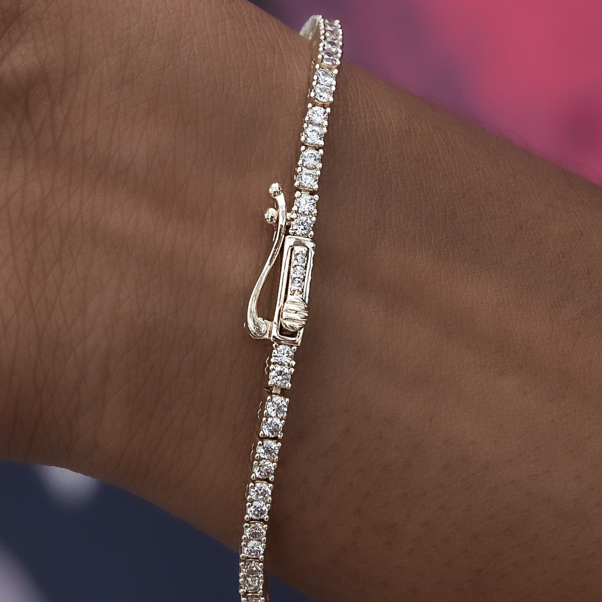 GLD PROMO - WOMEN Diamond Tennis Bracelet in Yellow Gold - 2 mm