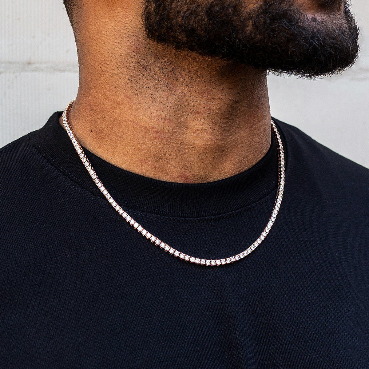 GLD PROMO Diamond Tennis Chain in Rose Gold - 3 mm