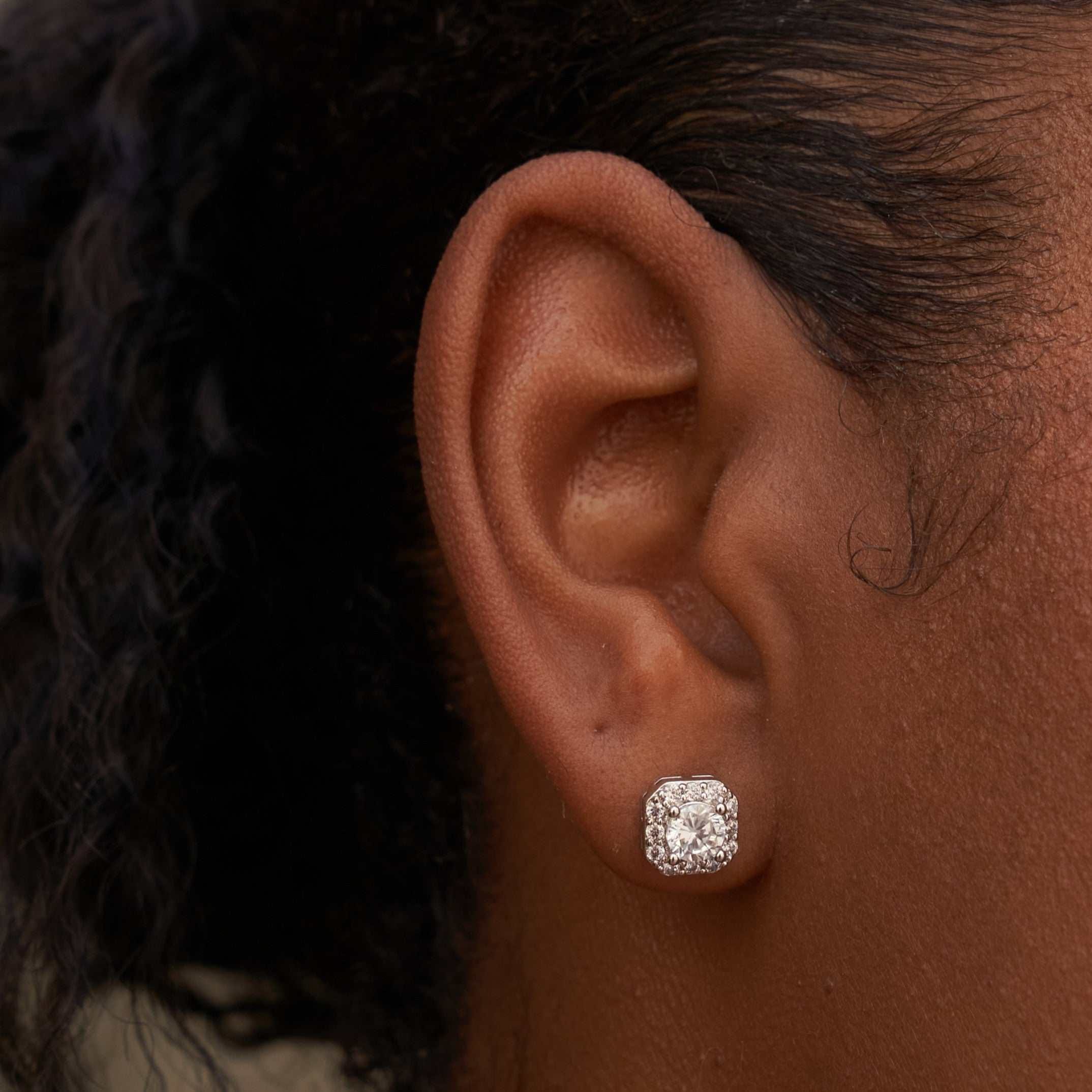GLD Women Micro Clustered Diamond Earrings White Gold