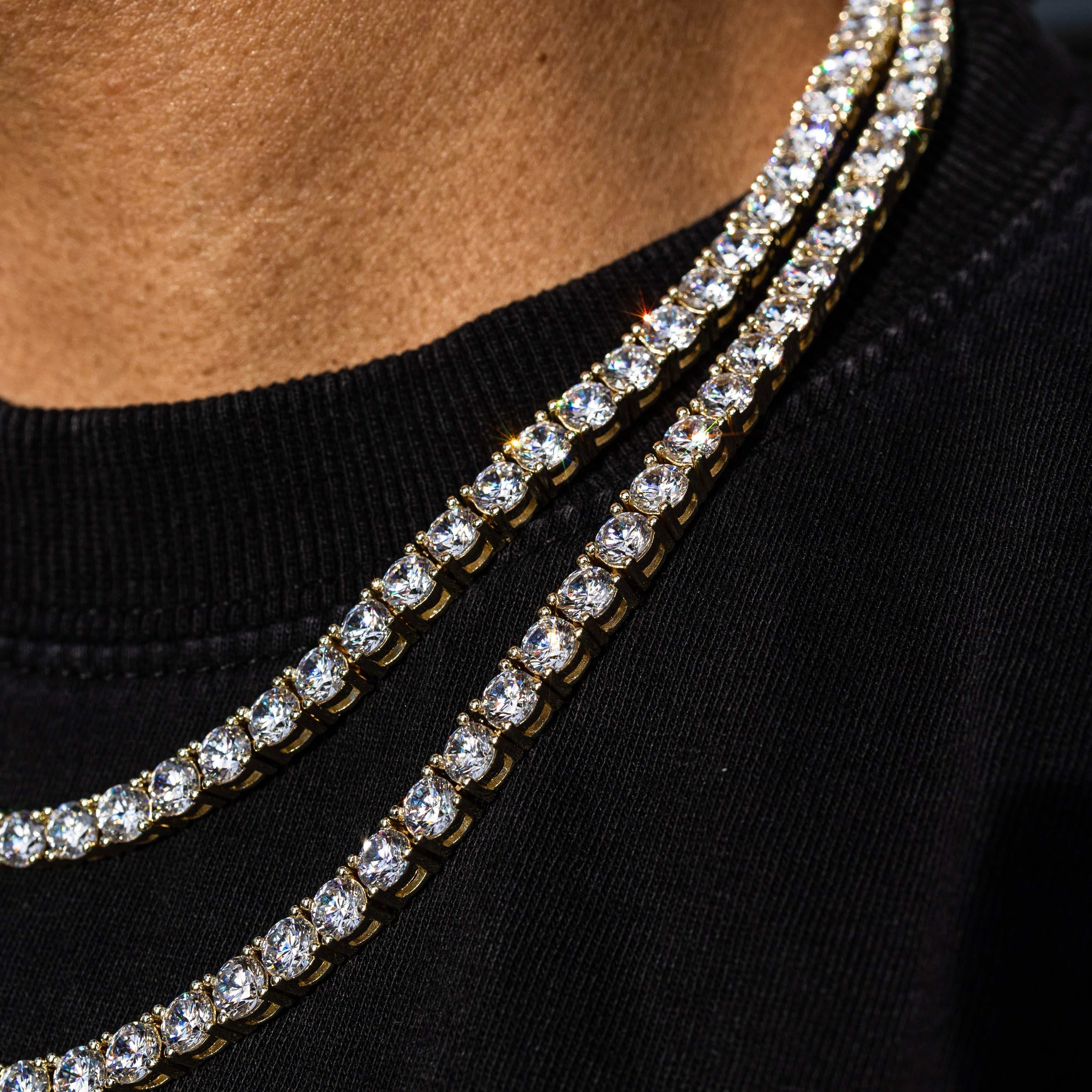 GLD Men Diamond Tennis Chain in Yellow Gold - 5 mm