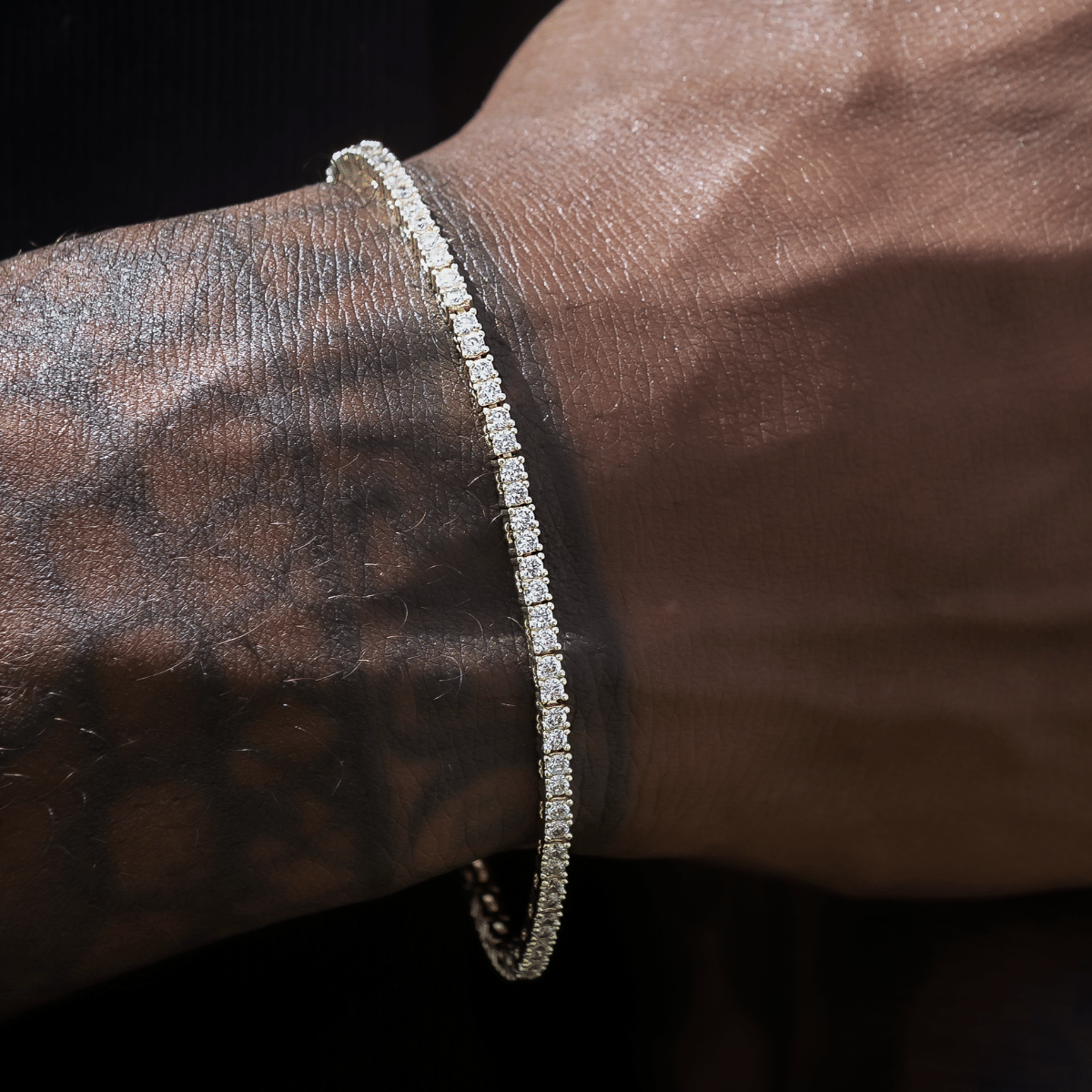 GLD Men Diamond Tennis Bracelet in Yellow Gold - 2 mm
