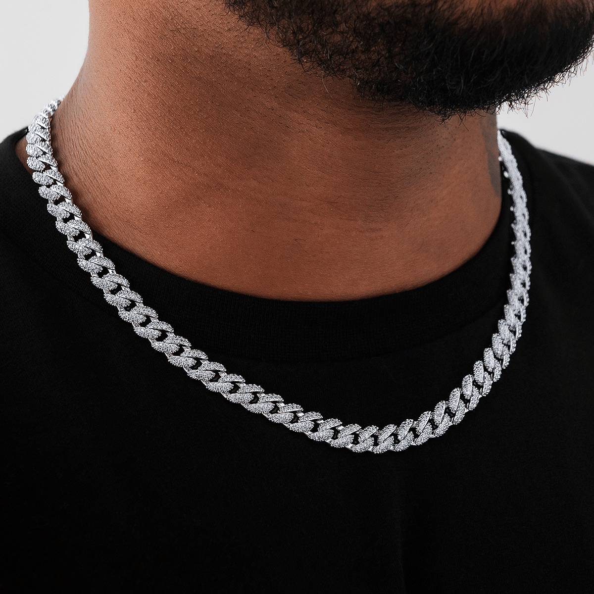 GLD Men Diamond Cuban Chain in White Gold - 8.5 mm