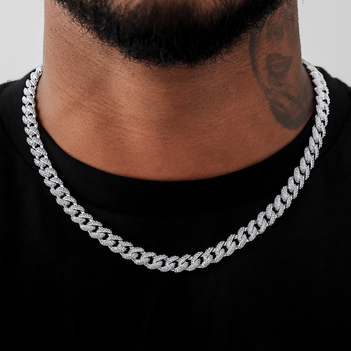 GLD Men Diamond Cuban Chain in White Gold - 8.5 mm