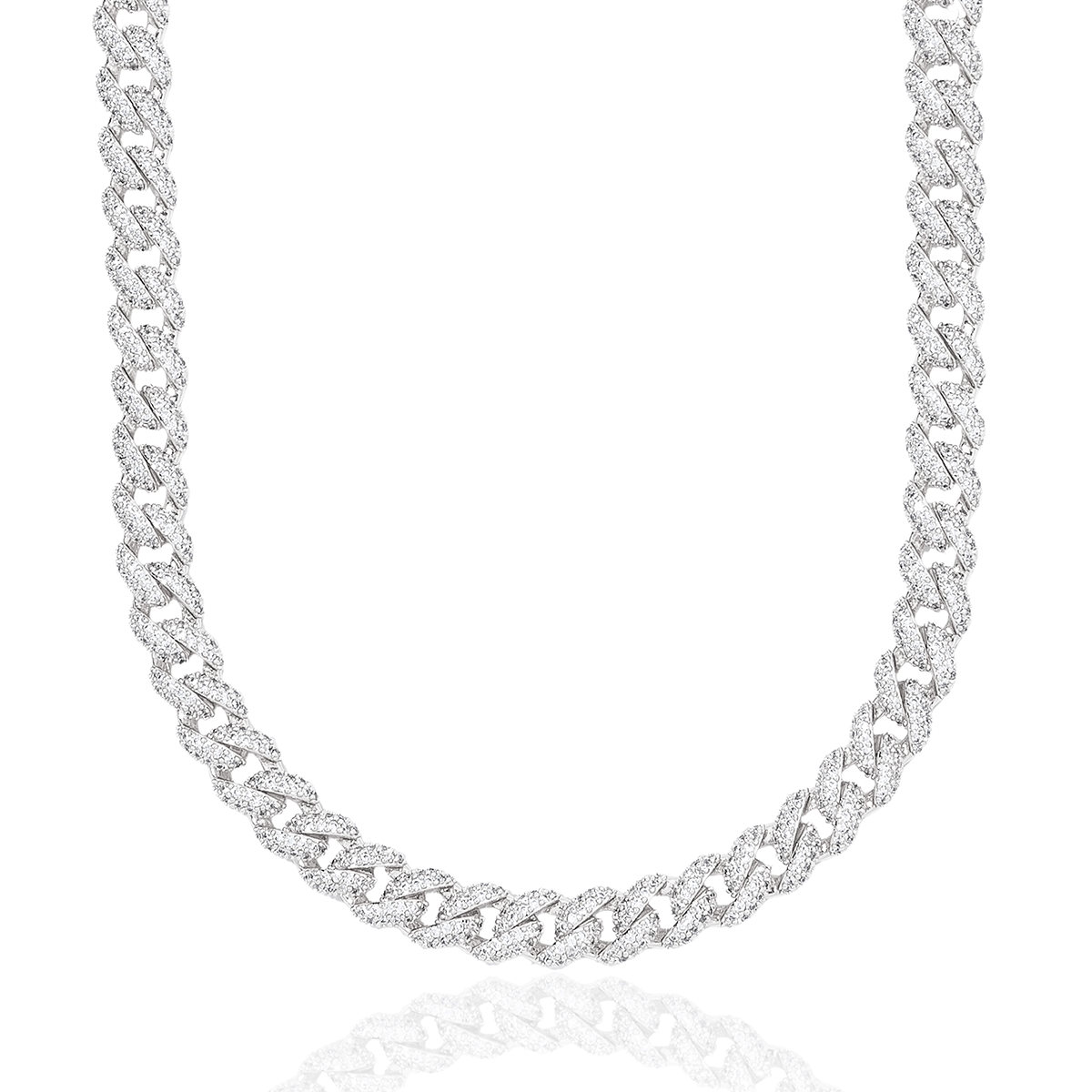 GLD Men Diamond Cuban Chain in White Gold - 8.5 mm