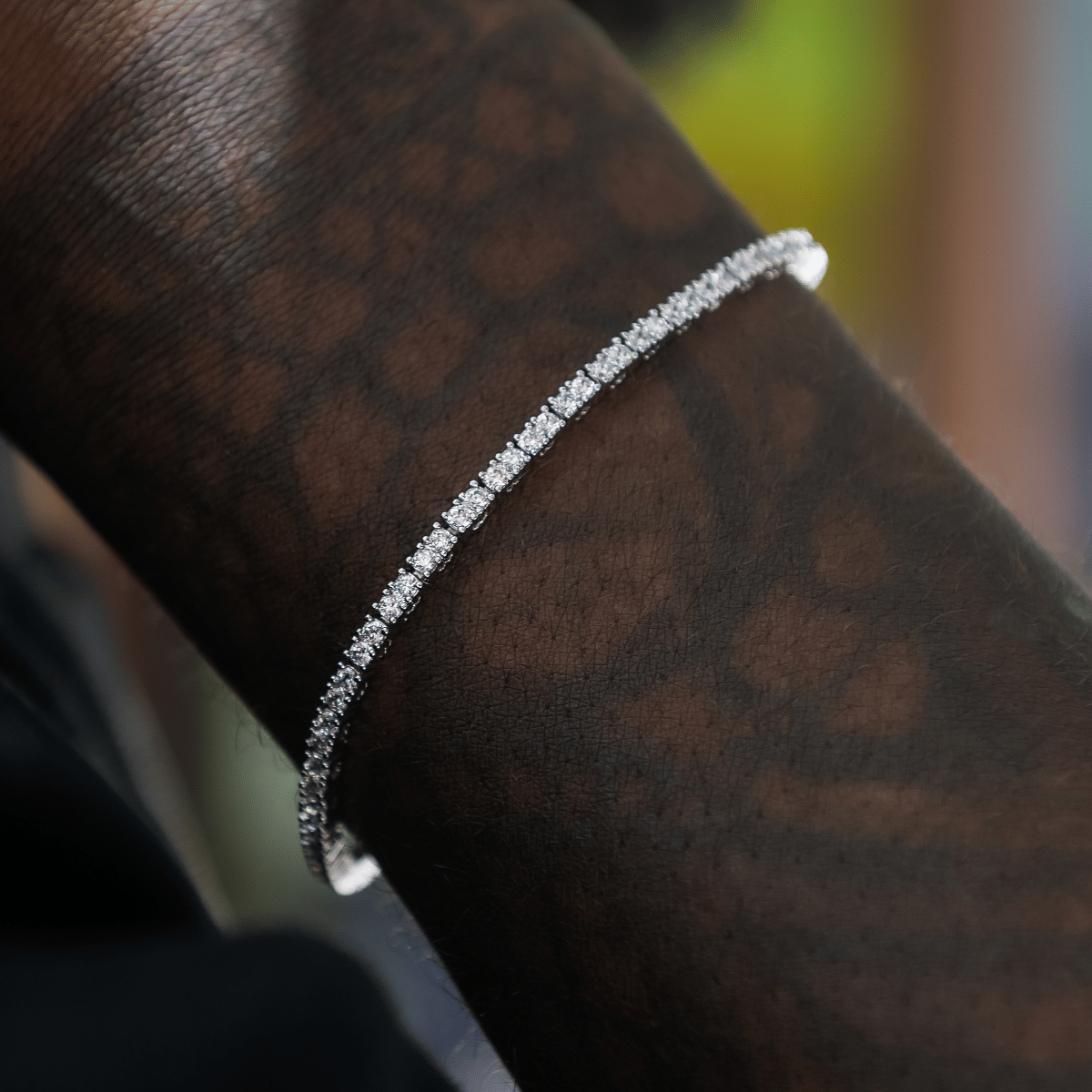 GLD Men Diamond Tennis Bracelet in White Gold - 2 mm