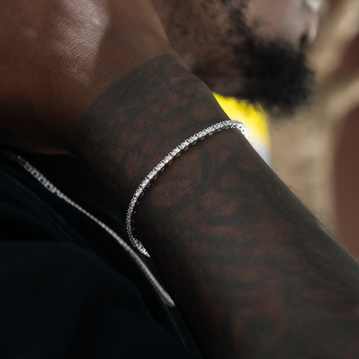 GLD Men Diamond Tennis Bracelet in White Gold - 2 mm