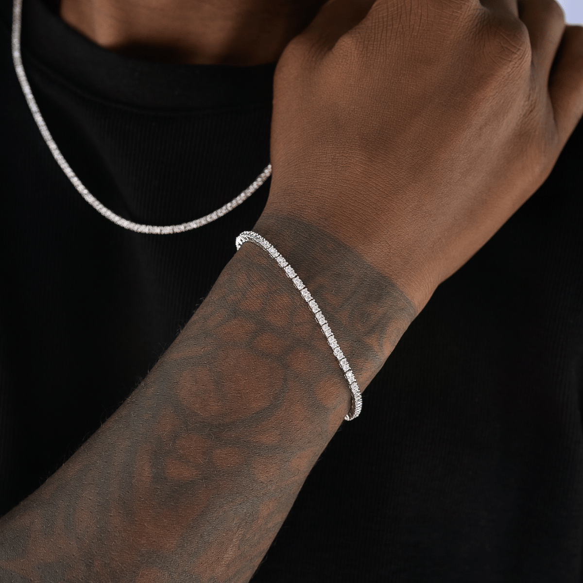 GLD Men Diamond Tennis Bracelet in White Gold - 2 mm