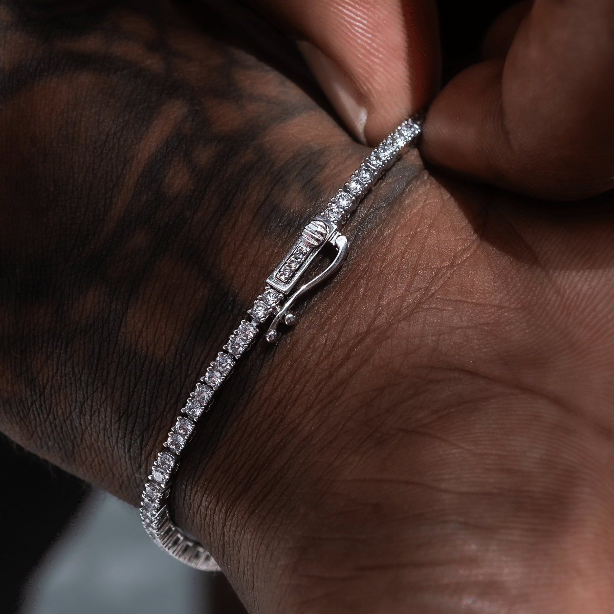 GLD Men Diamond Tennis Bracelet in White Gold - 2 mm